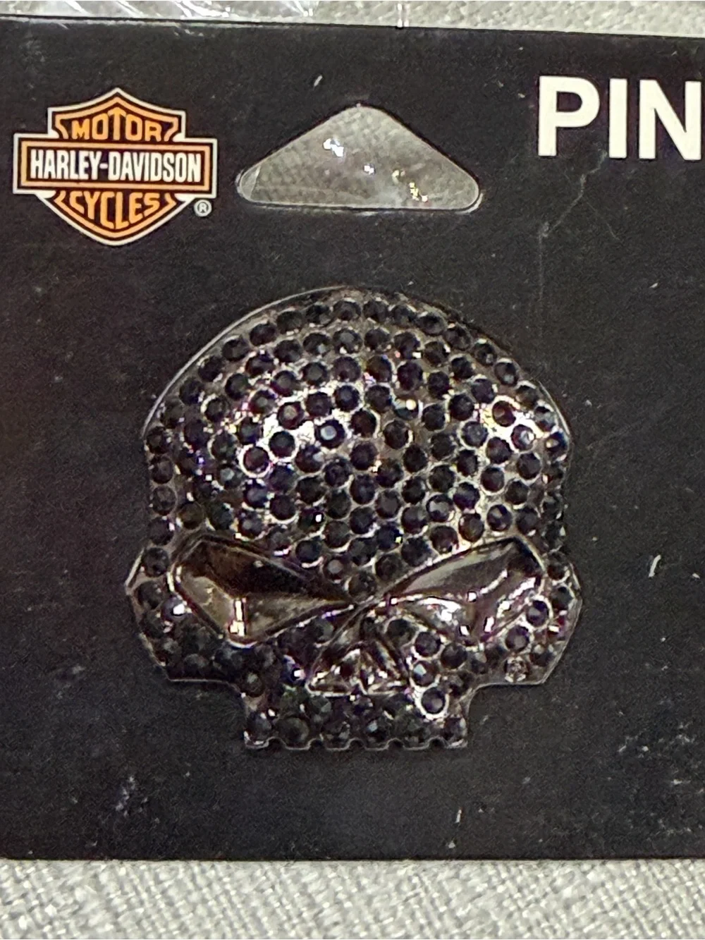 Harley-Davidson Black Skull pin with Faceted Stones